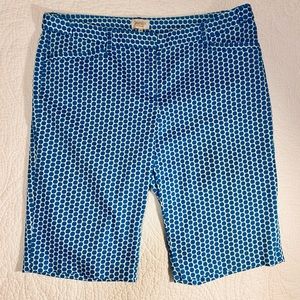 Laundry Shelli Segal retro print turquoise blue and white print shorts size 6
